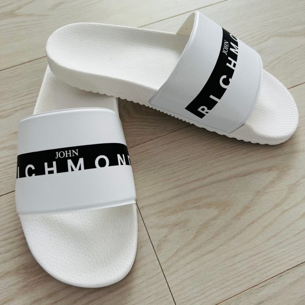 John  Richmond Logo Rubber Slides White